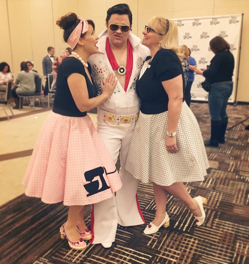  At the sock hop: Arty, Elvis, and Kim who decorated her shoes too! 